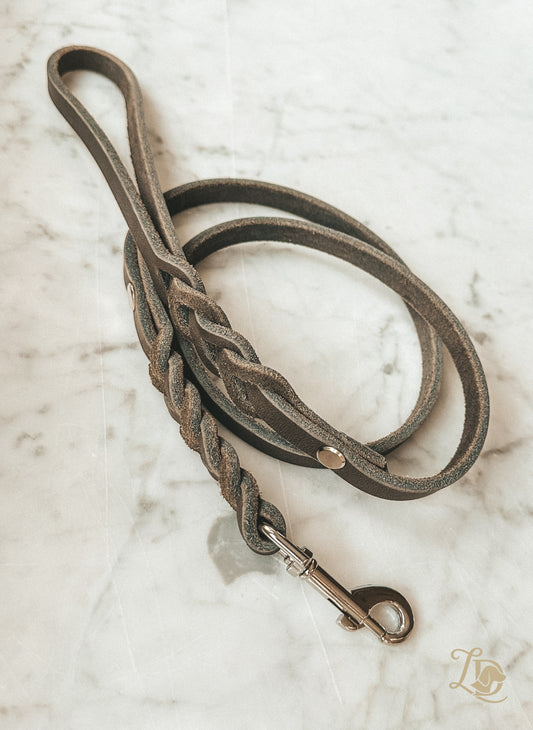 B-Ware Fettlederleine Grau 1m (bis 7kg)