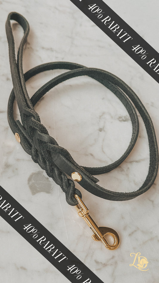 B-Ware Fettlederleine Schwarz 1,20m (bis 7kg)