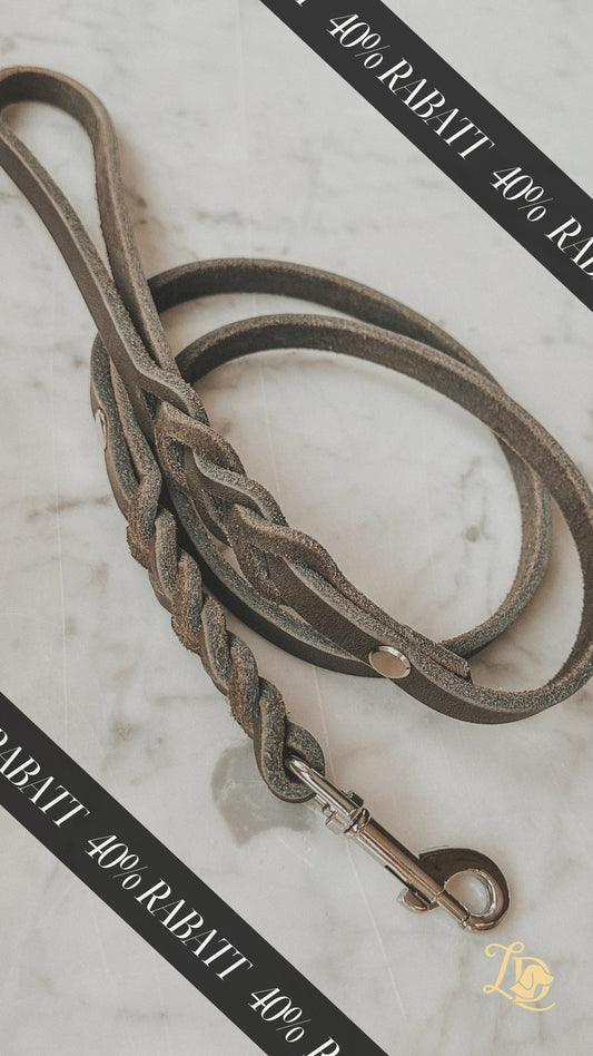 B-Ware Fettlederleine Grau 1m (bis 7kg)